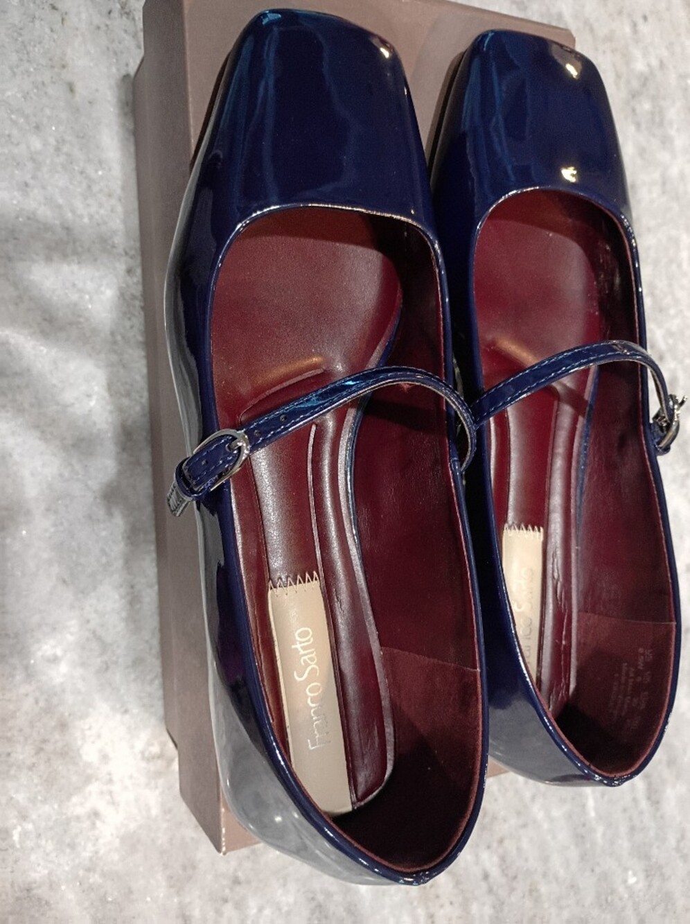 Franco Sarto Navy Patent Mary Jane Flats with Strap Women's Size 8.5 - Picture 2 of 8